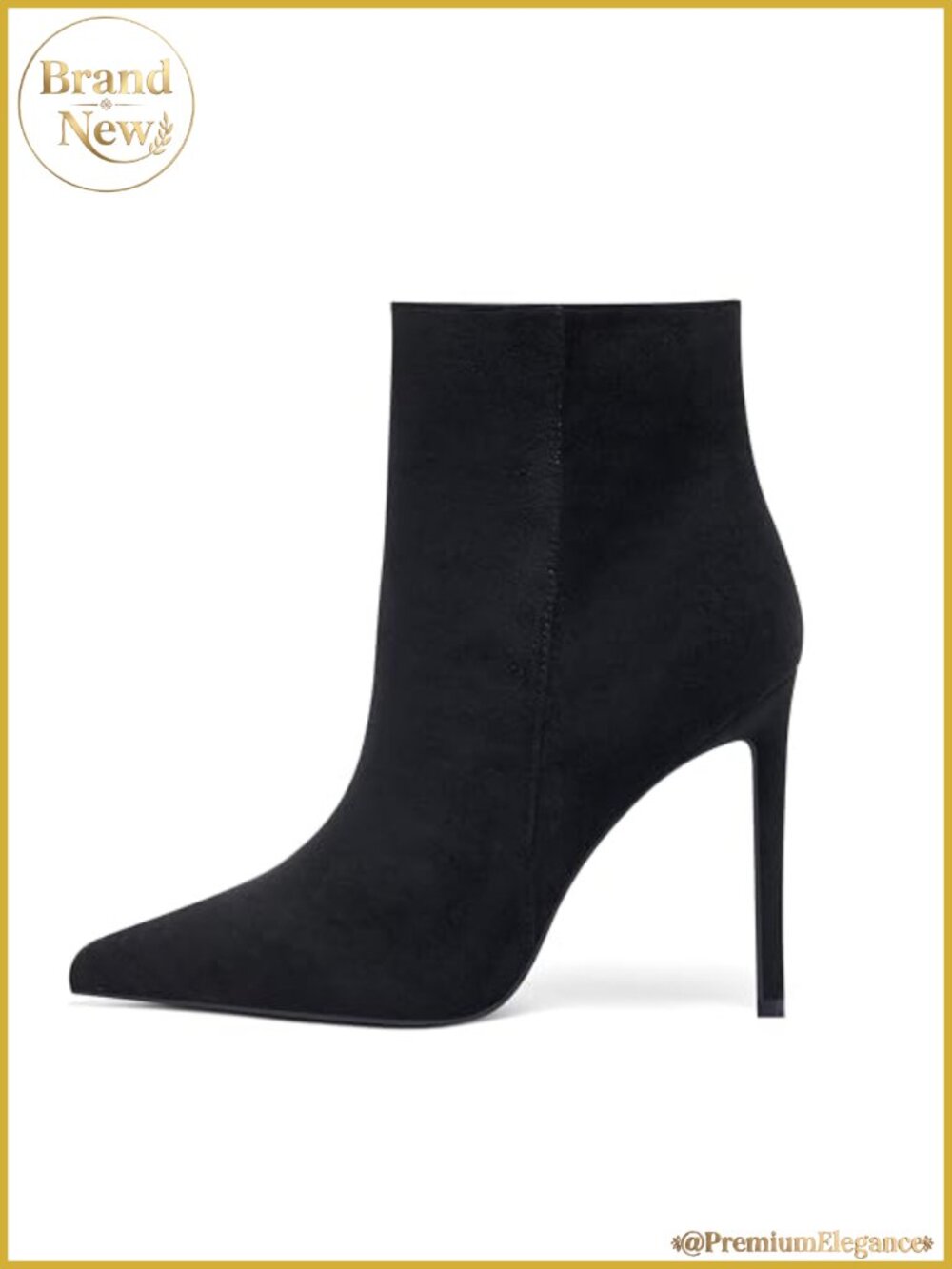 Women Pointed Toe Stiletto Heeled Ankle Booties Side Zipper Suede Boots